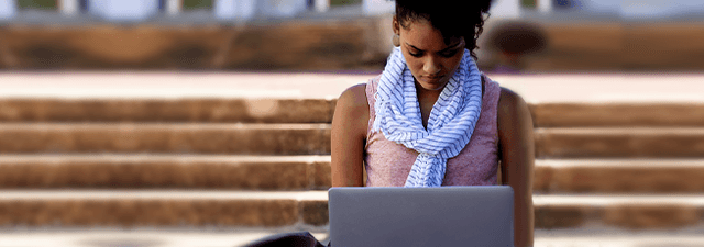 Woman using a laptop