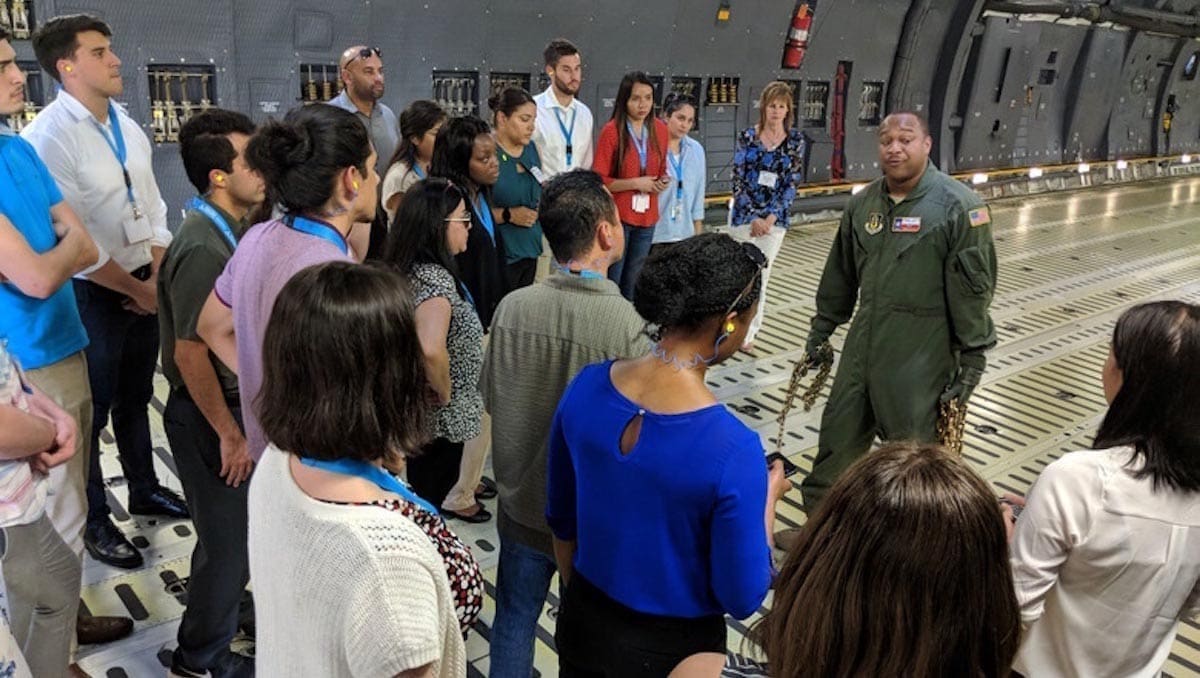tour of the interior of a C-130 air transport plane