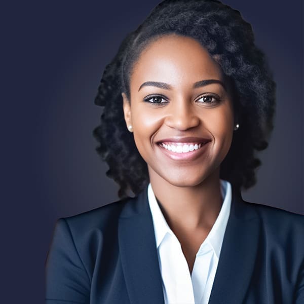 Lawyer in suit standing and smiling